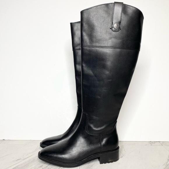 New! Sam Edelman Drina Athletic Black Leather Riding Boot 6M - Picture 1 of 15
